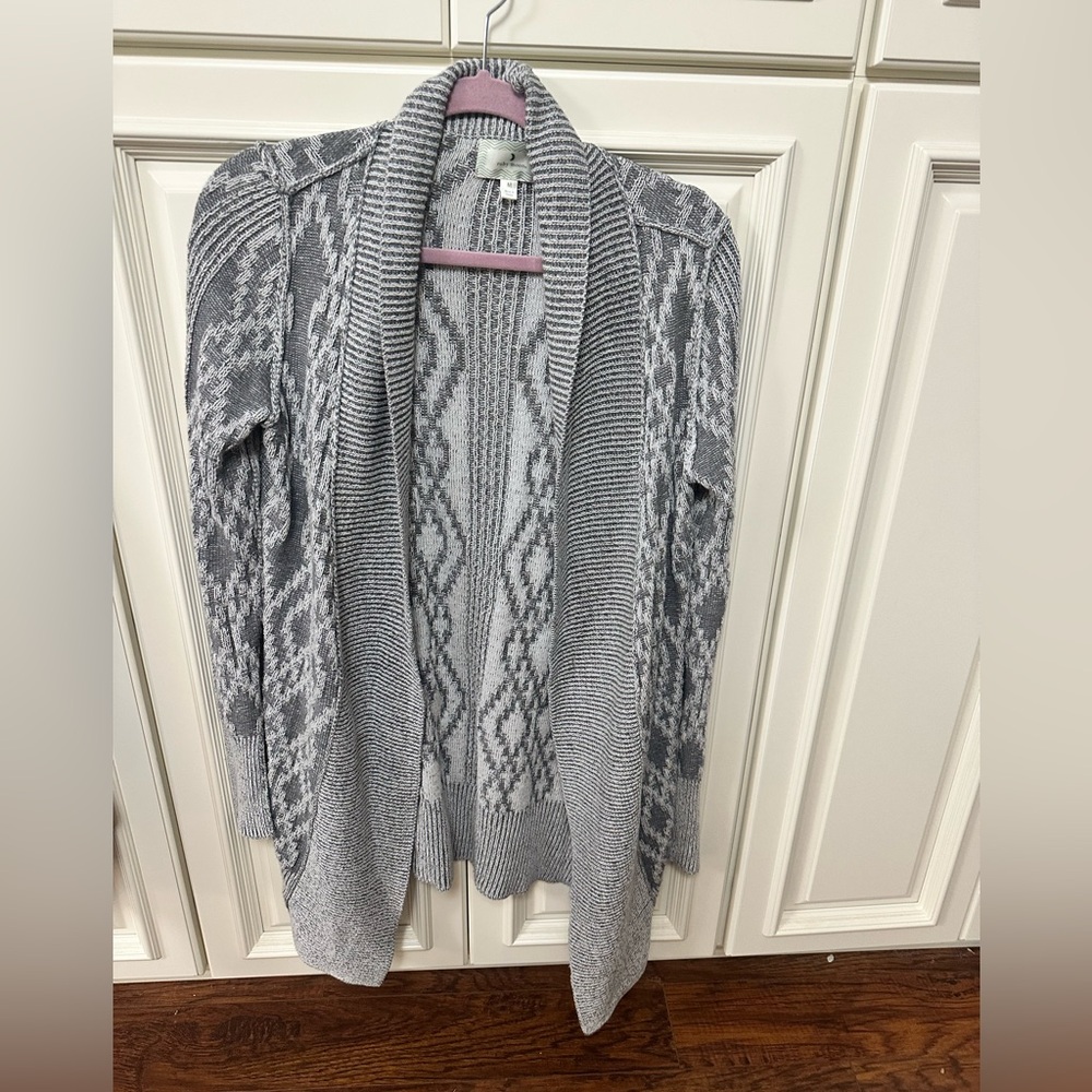 Gray Patterned Women's Cardigan Sweater